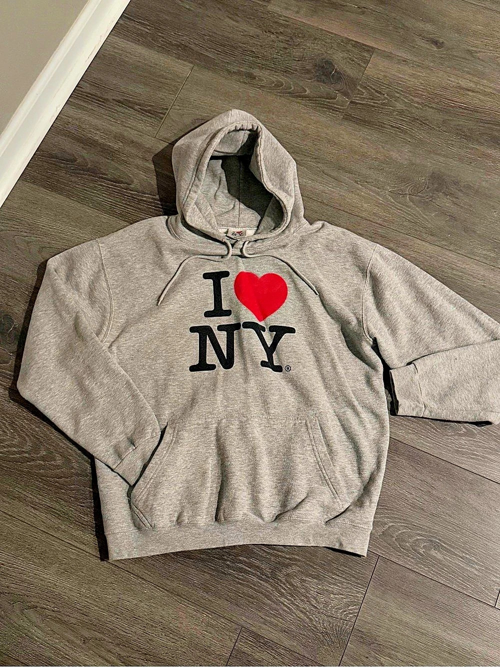 I Love NY Official I Love NY Gray Hooded Sweatshirt Official Gray Hooded